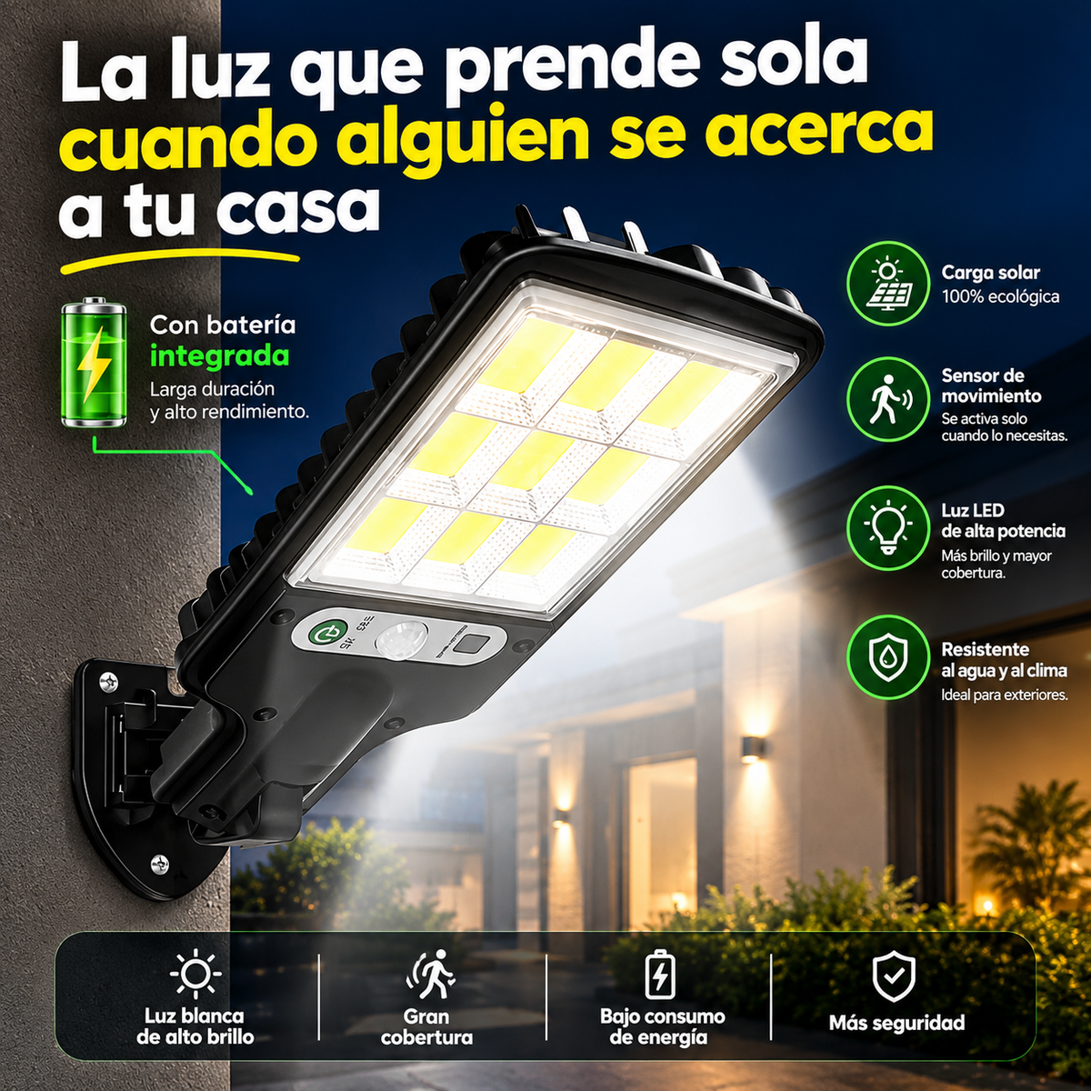 Lámpara Solar LED Exterior 30W